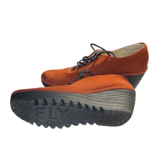 Fly London Orange Lace Up Wedges - Picture 1 of 6